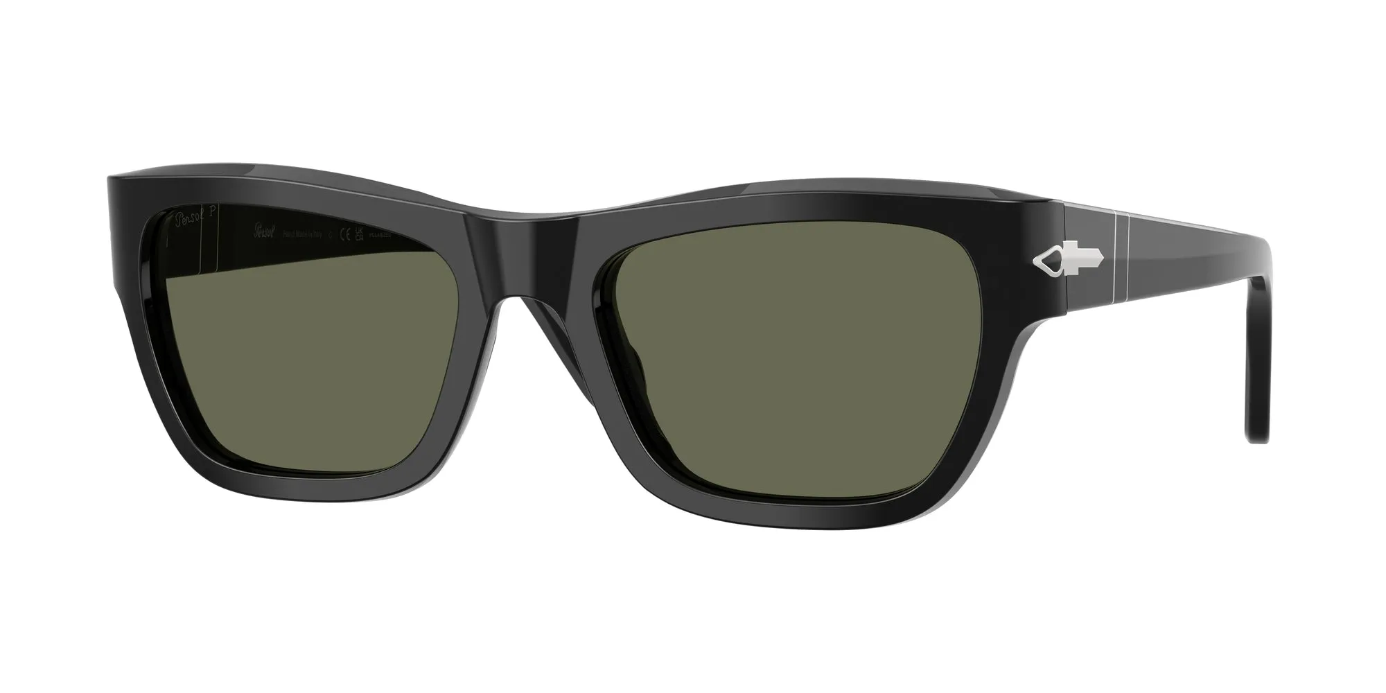 Persol PO0091S 95/58 Occhiali da sole Acetato Nero Verde Farfalla Polarizzata - immagine 1