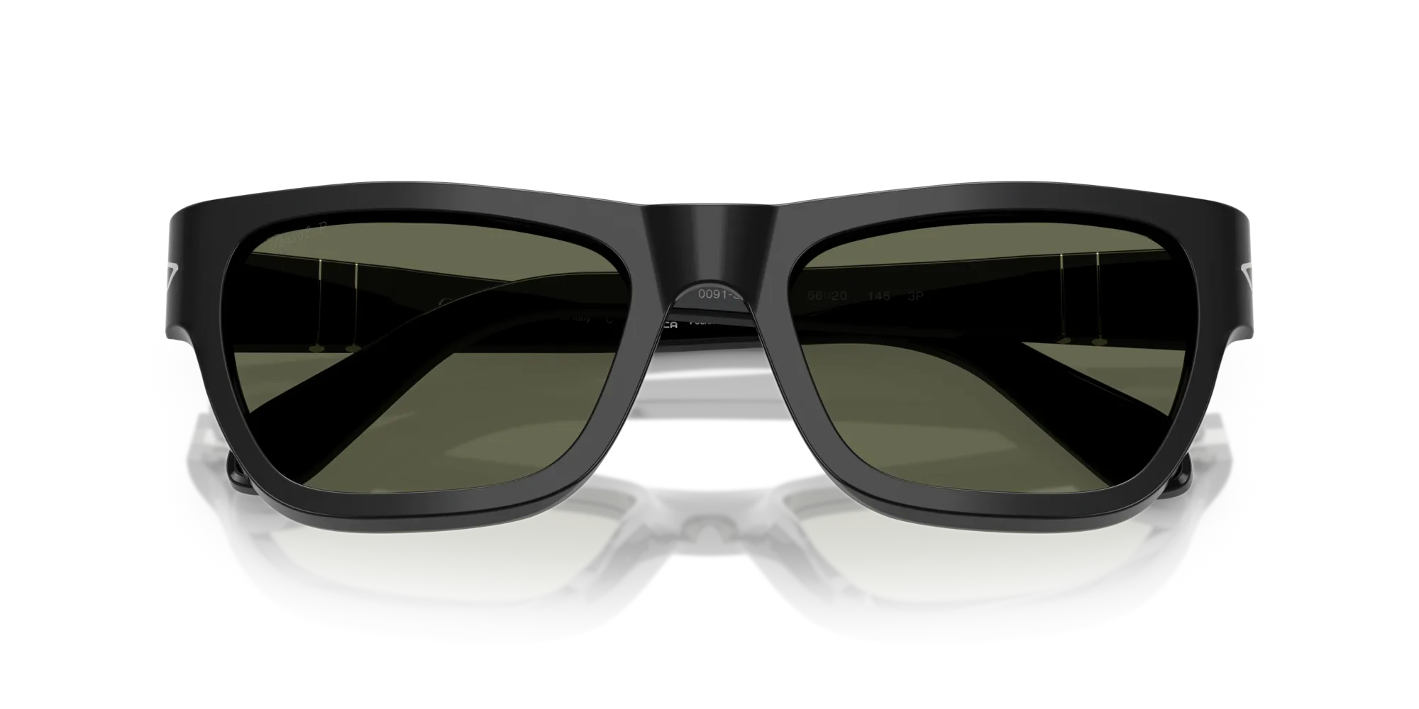 Persol PO0091S 95/58 Occhiali da sole Acetato Nero Verde Farfalla Polarizzata - immagine 2