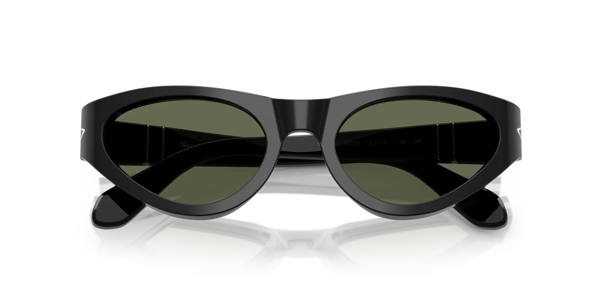 Persol PO0052S 95/58 Occhiali da sole Acetato Nero Verde Farfalla Polarizzata - immagine 2