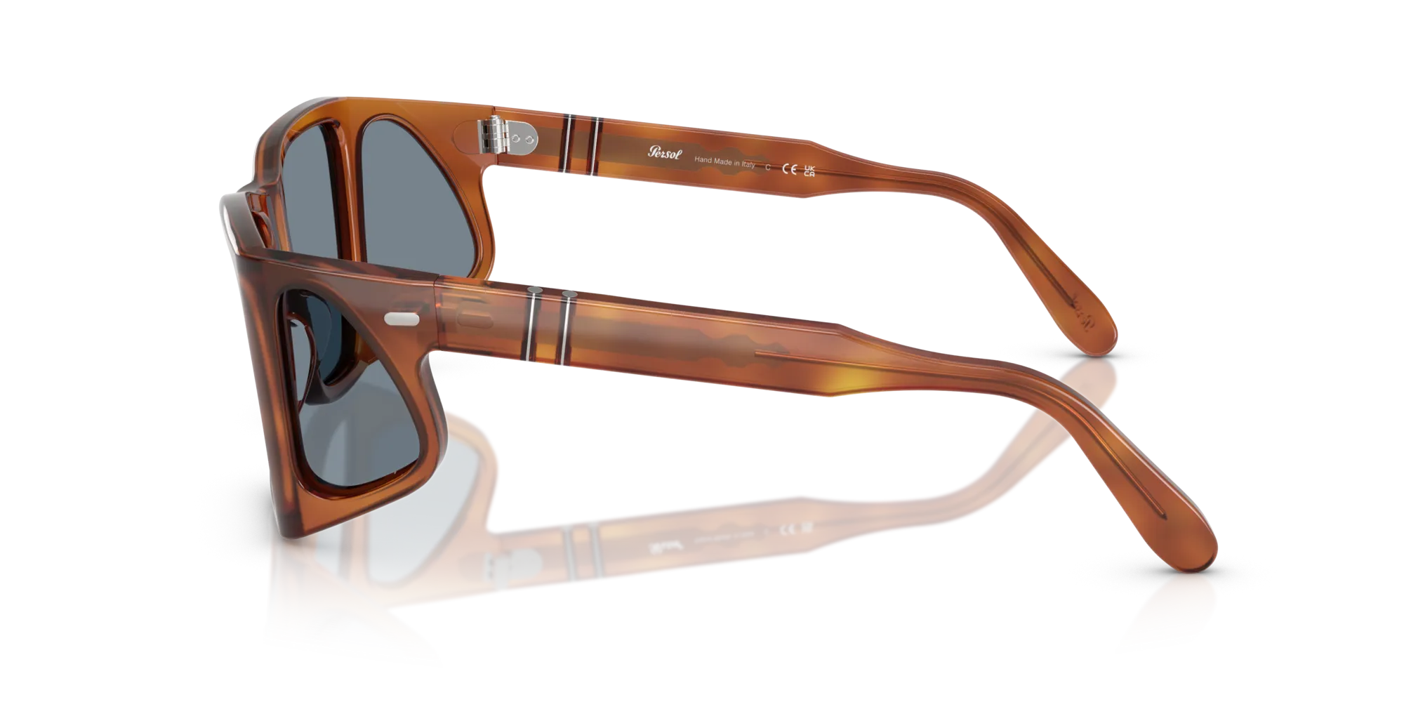 Persol PO0009 96/56 Occhiali da sole Acetato Marrone Blu Squadrata Normale - immagine 4