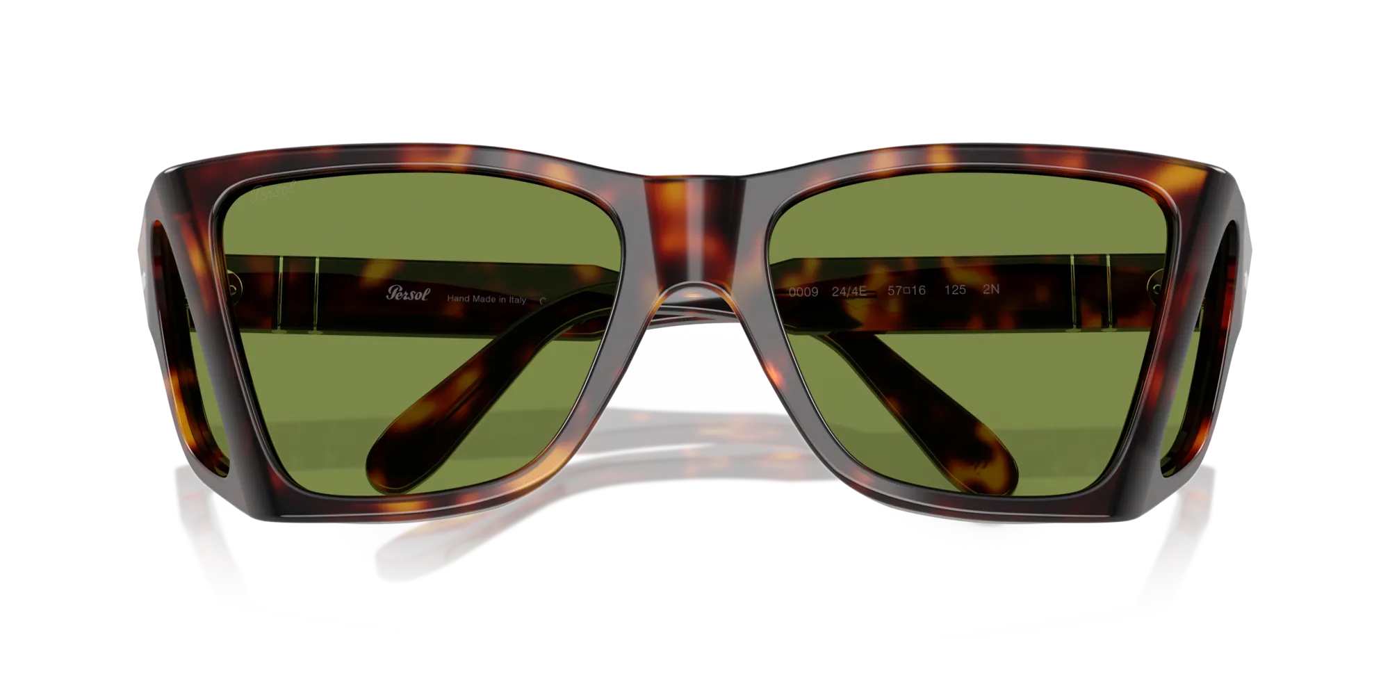 Persol PO0009 24/4E Occhiali da sole Acetato Tartaruga Verde Squadrata Normale - immagine 2