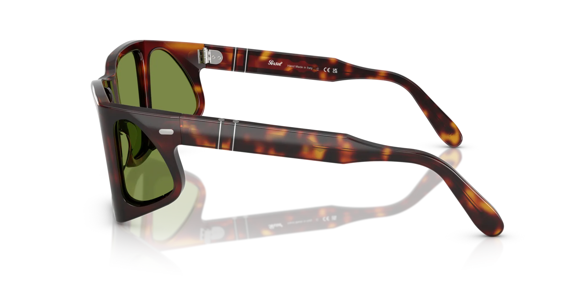 Persol PO0009 24/4E Occhiali da sole Acetato Tartaruga Verde Squadrata Normale - immagine 4
