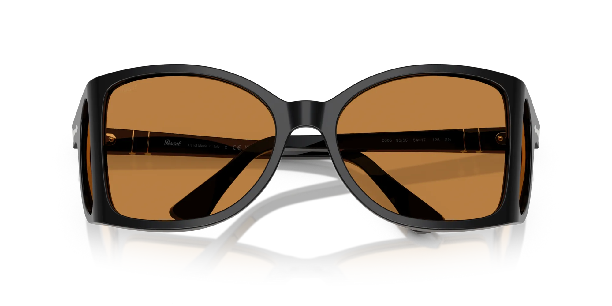 Persol PO0005 95/53 Occhiali da sole Acetato Nero Giallo Squadrata Normale - immagine 2