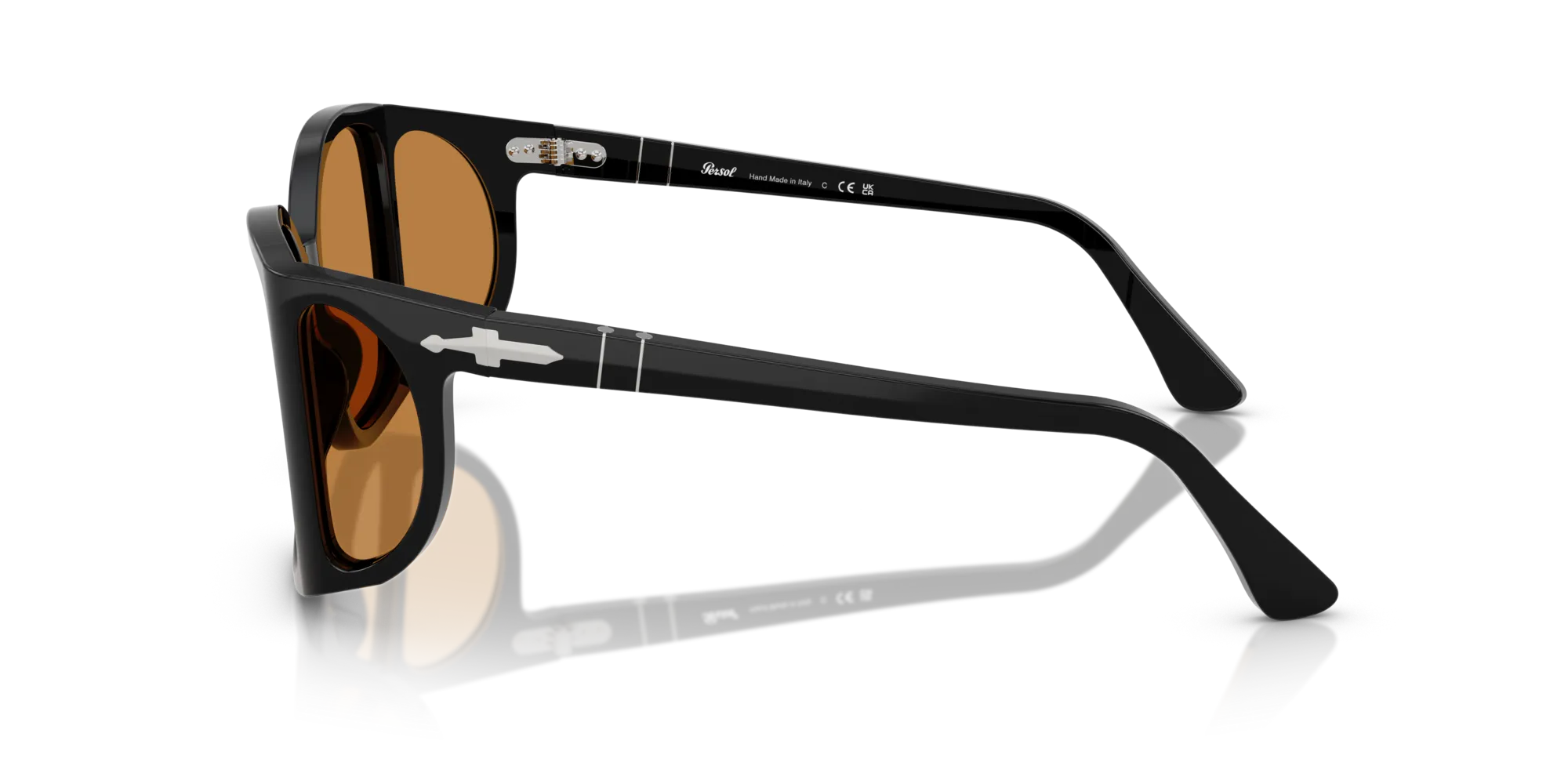 Persol PO0005 95/53 Occhiali da sole Acetato Nero Giallo Squadrata Normale - immagine 4