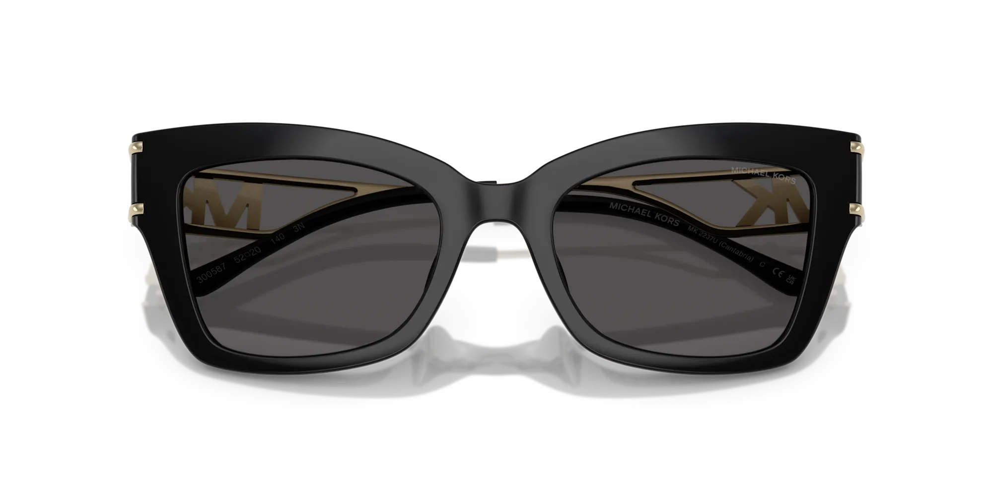 Michael Kors MK2237U CANTABRIA 300587 Occhiali da sole Iniettato Nero Grigio Farfalla Normale - immagine 2