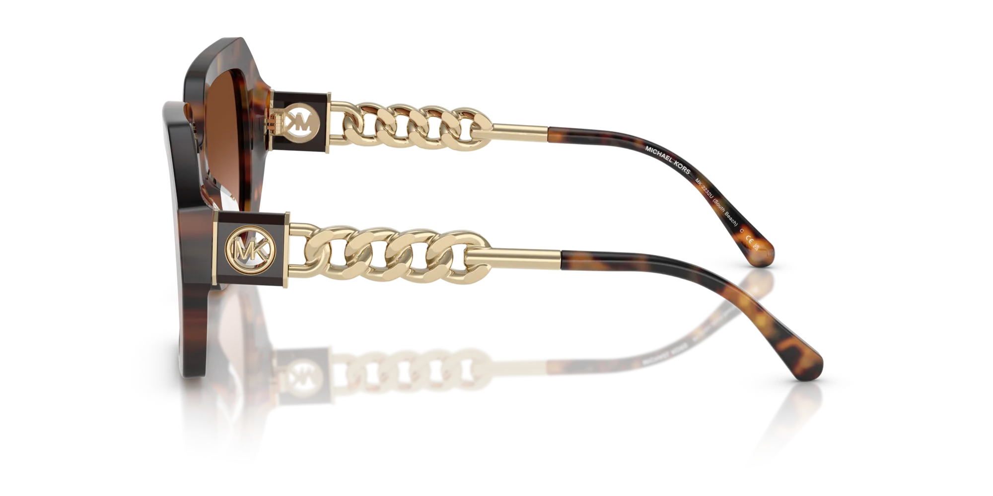Michael Kors MK2232U SOUTH BEACH 39043B Occhiali da sole Acetato Tartaruga Marrone Squadrata Normale Sfumato - immagine 4