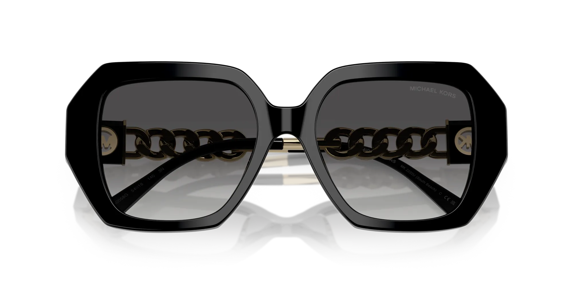 Michael Kors MK2232U SOUTH BEACH 30058G Occhiali da sole Acetato Nero Grigio Squadrata Normale Sfumato - immagine 2