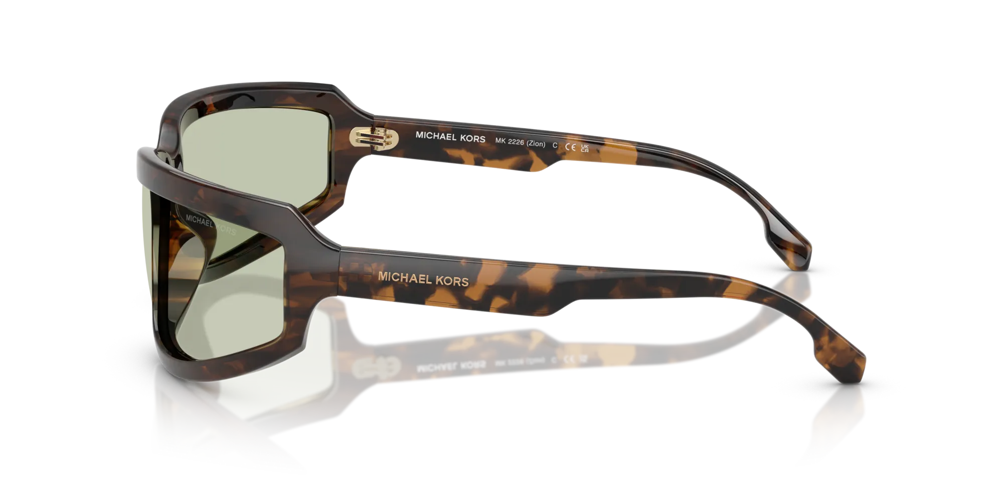 Michael Kors MK2226 ZION 3006/2 Occhiali da sole Iniettato Tartaruga Verde Geometrica Normale - immagine 4