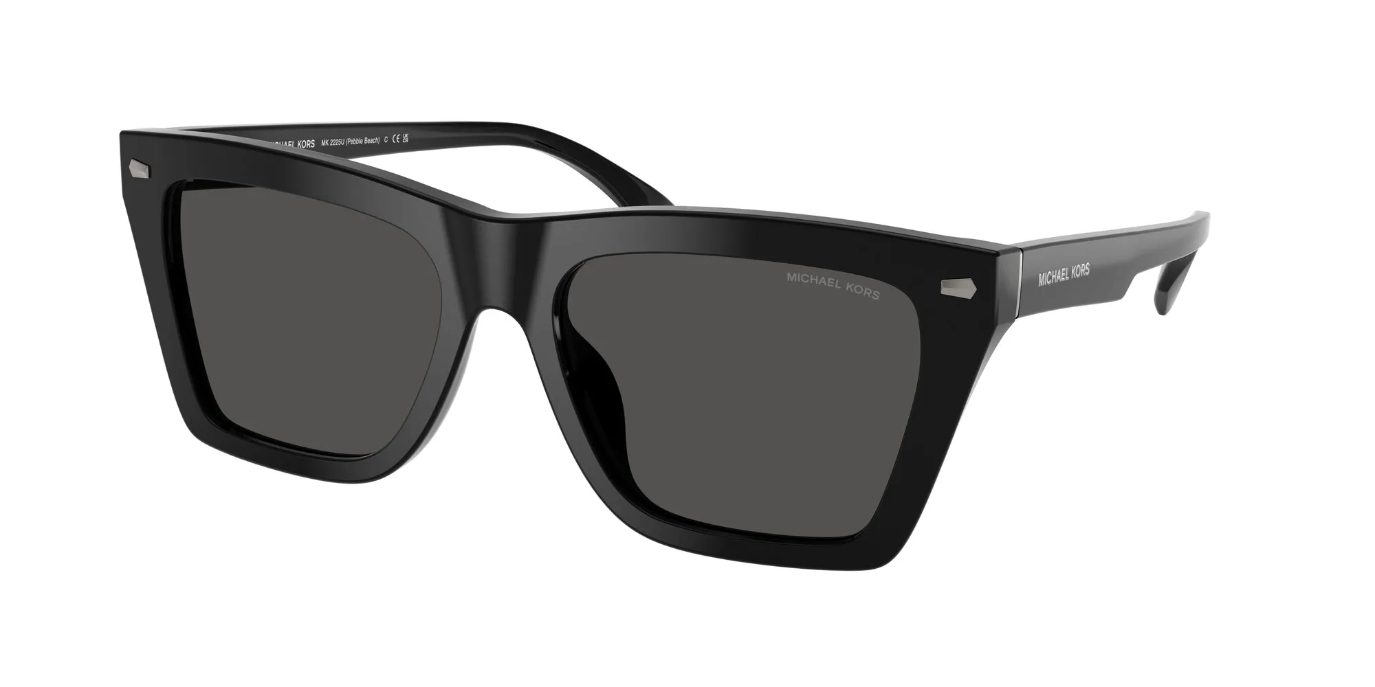 Michael Kors MK2225U PEBBLE BEACH 300587 Occhiali da sole Acetato Nero Grigio Squadrata Normale - immagine 1