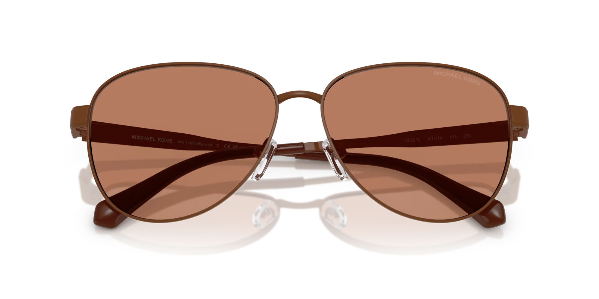 Michael Kors MK1160 BIARRITZ 1902/3 Occhiali da sole Metallo Marrone Pilot Normale - immagine 2