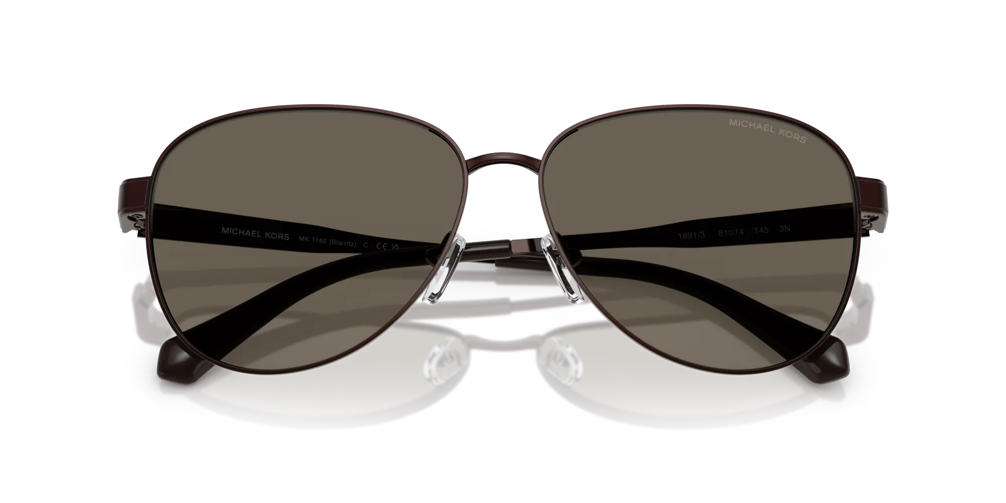 Michael Kors MK1160 BIARRITZ 1891/3 Occhiali da sole Metallo Marrone Pilot Normale - immagine 2