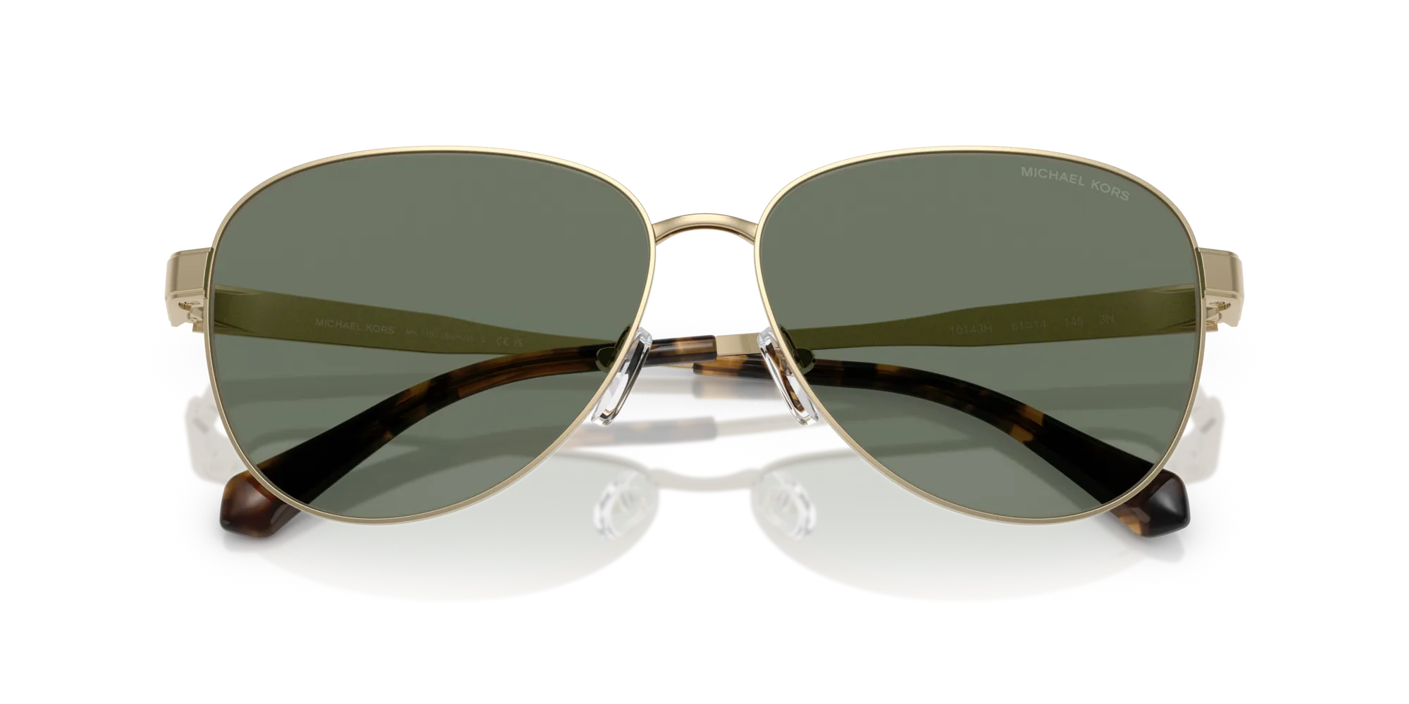Michael Kors MK1160 BIARRITZ 10143H Occhiali da sole Metallo Oro Verde Pilot Normale - immagine 2
