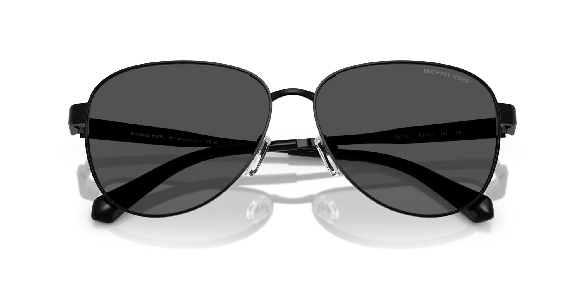 Michael Kors MK1160 BIARRITZ 100587 Occhiali da sole Metallo Nero Grigio Pilot Normale - immagine 2
