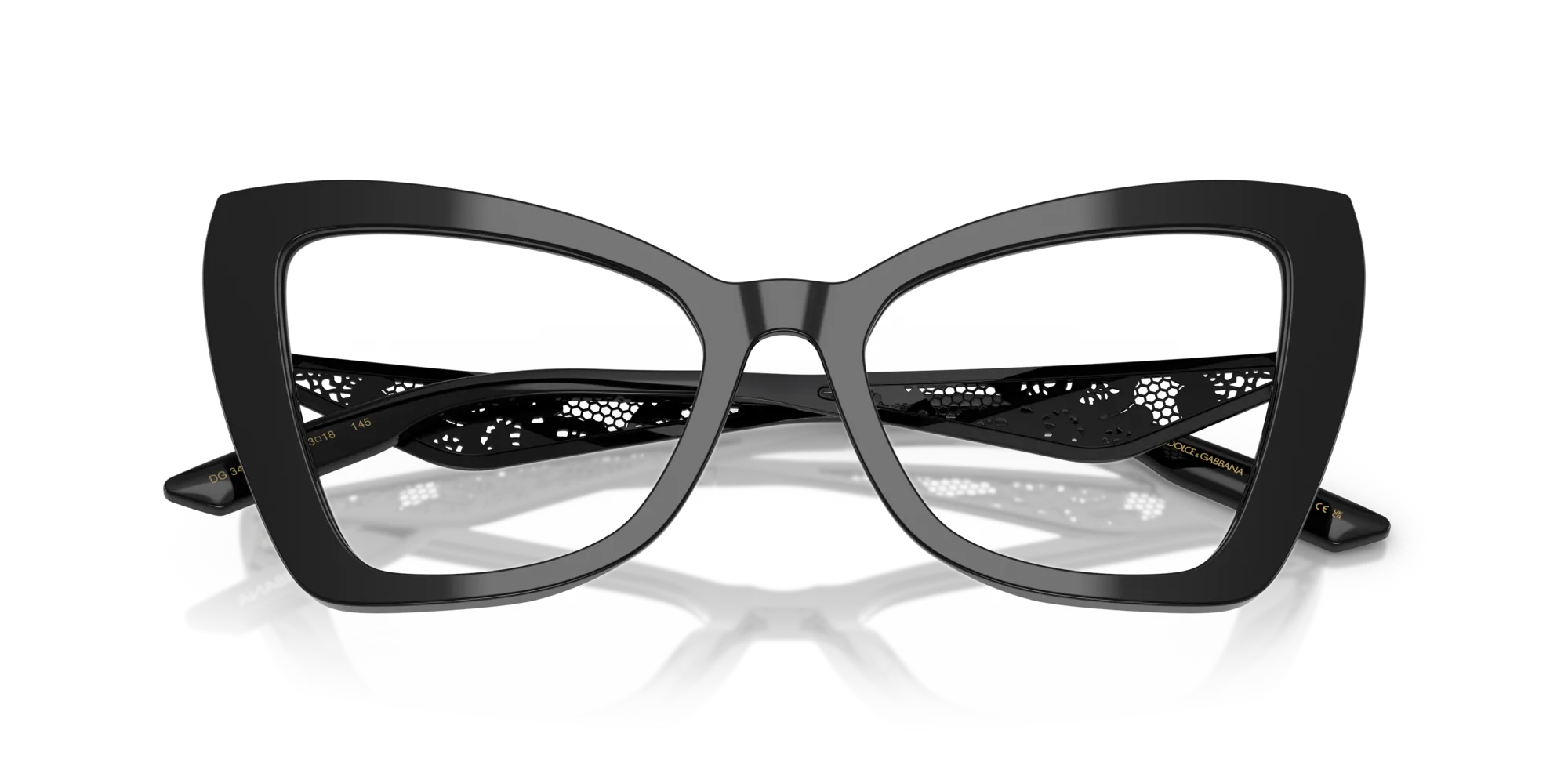 Dolce & Gabbana DG3409 501 Montature da vista Acetato Nero Trasparente Cat Eye Normale - immagine 2
