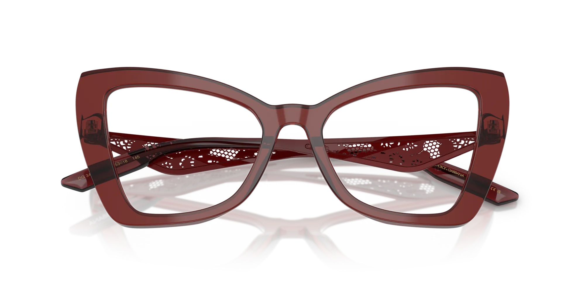 Dolce & Gabbana DG3409 3045 Montature da vista Acetato Rosso Trasparente Cat Eye Normale - immagine 2