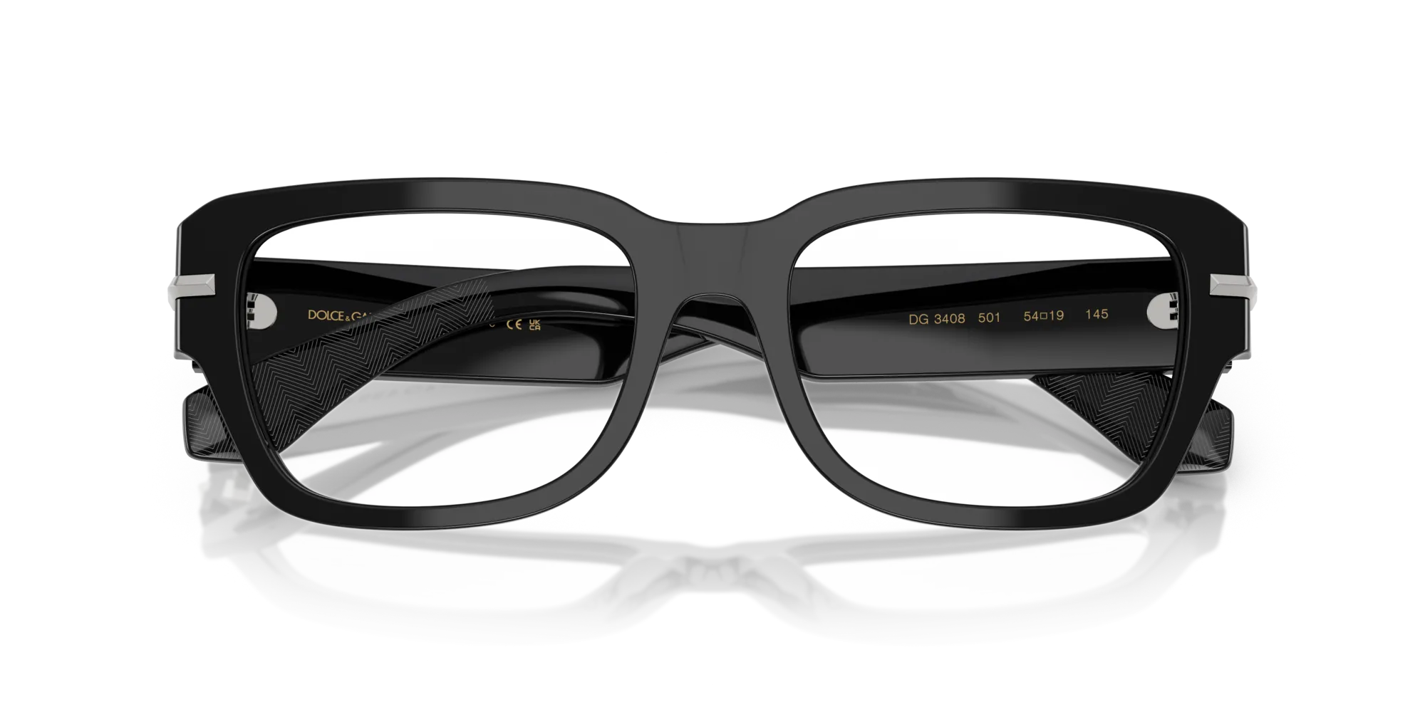 Dolce & Gabbana DG3408 501 Montature da vista Acetato Nero Trasparente Squadrata Normale - immagine 2