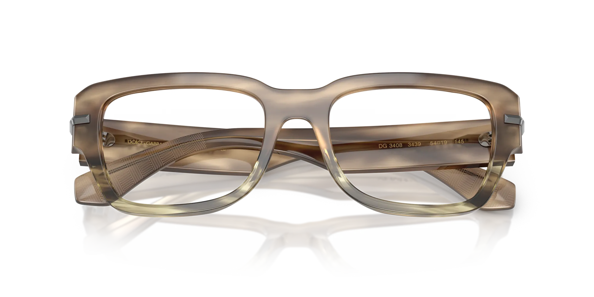 Dolce & Gabbana DG3408 3439 Montature da vista Acetato Marrone Trasparente Squadrata Normale - immagine 2
