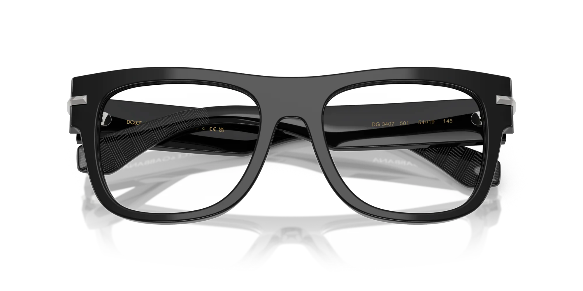 Dolce & Gabbana DG3407 501 Montature da vista Acetato Nero Trasparente Squadrata Normale - immagine 2