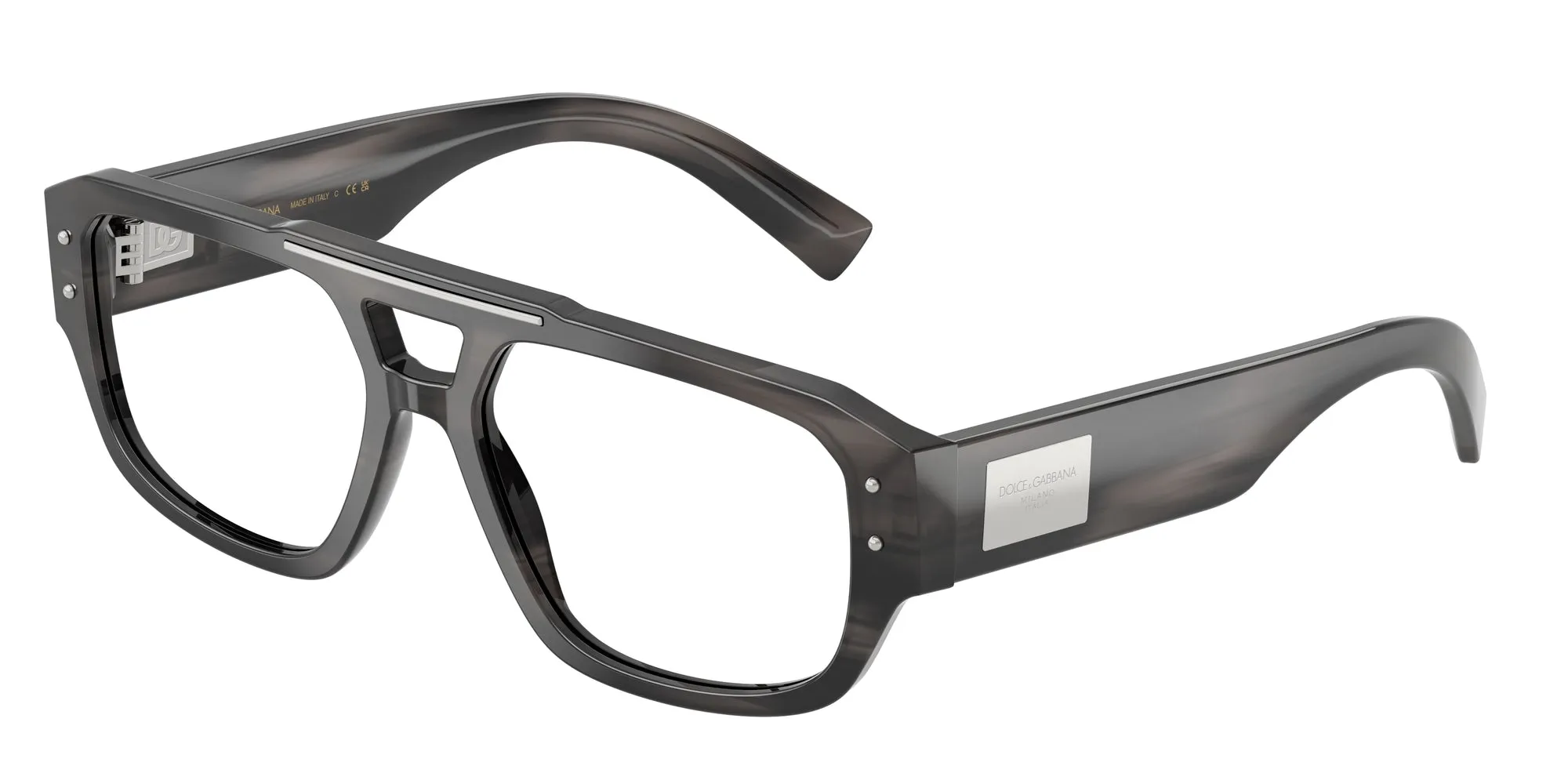 Dolce & Gabbana DG3406 3440 Montature da vista Acetato Grigio Trasparente Pilot Normale - immagine 1
