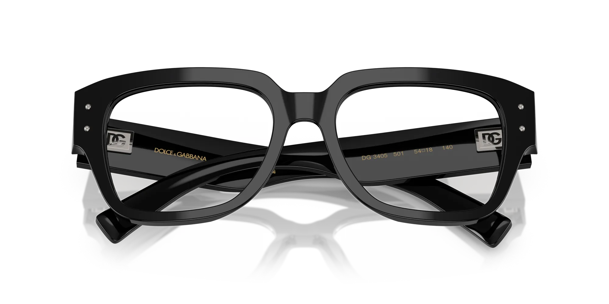 Dolce & Gabbana DG3405 501 Montature da vista Acetato Nero Trasparente Squadrata Normale - immagine 2