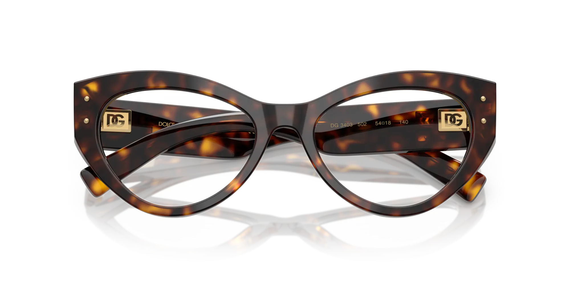Dolce & Gabbana DG3403 502 Montature da vista Acetato Tartaruga Trasparente Cat Eye Normale - immagine 2