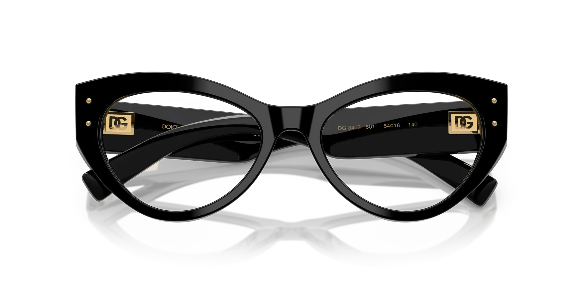 Dolce & Gabbana DG3403 501 Montature da vista Acetato Nero Trasparente Cat Eye Normale - immagine 2