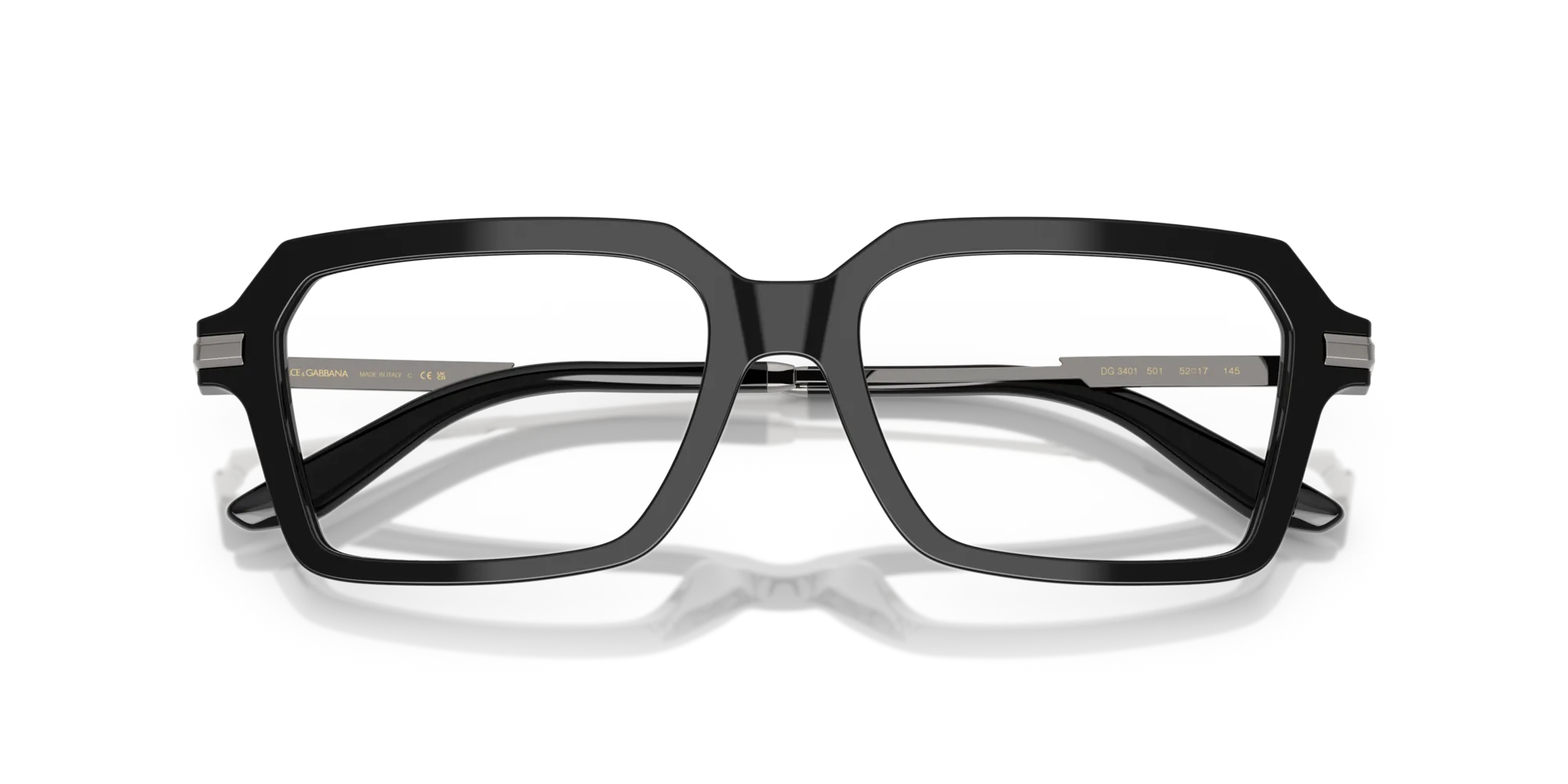 Dolce & Gabbana DG3401 501 Montature da vista Acetato Nero Trasparente Squadrata Normale - immagine 2