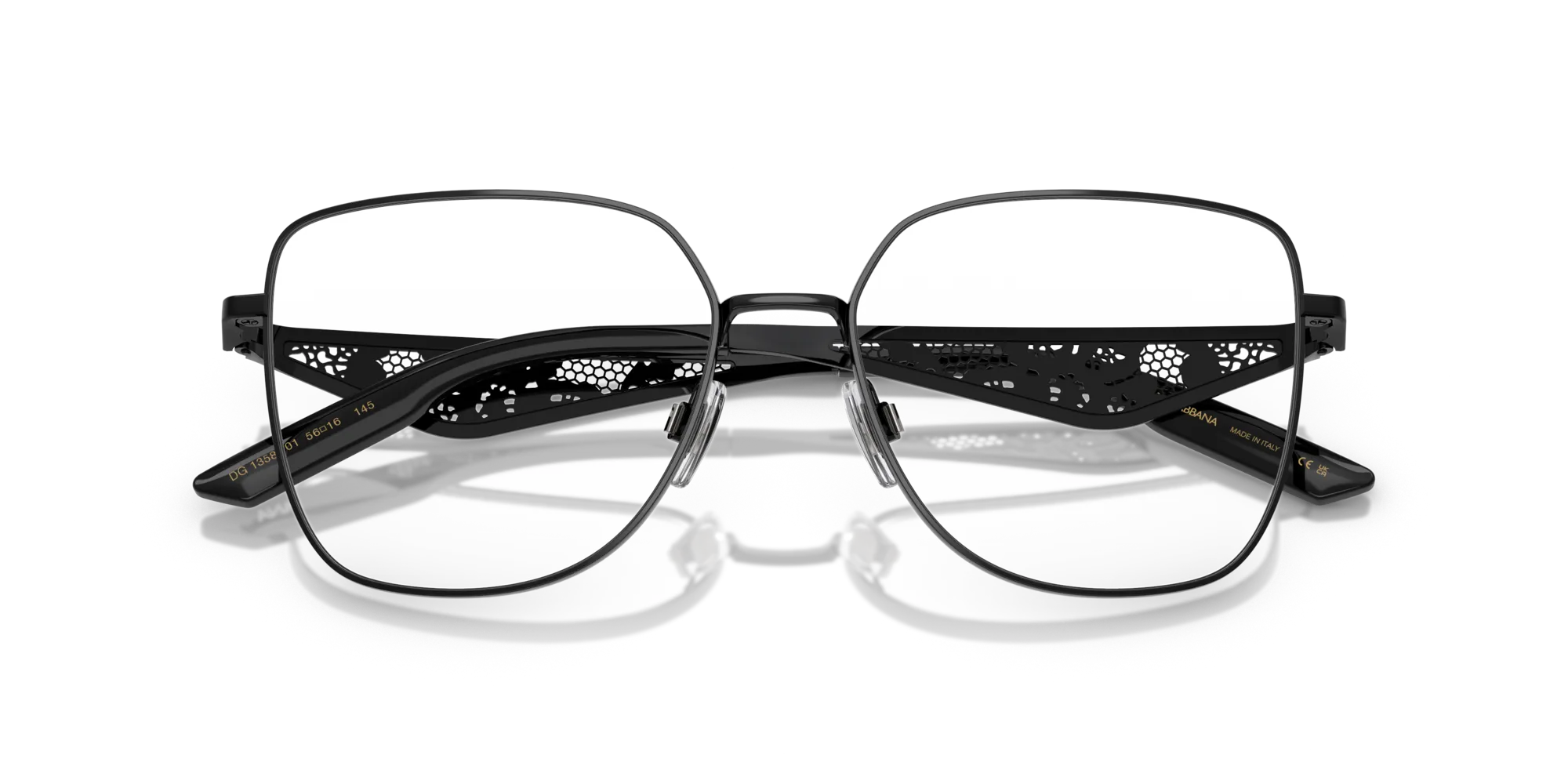 Dolce & Gabbana DG1358 01 Montature da vista Metallo Nero Trasparente Squadrata Normale - immagine 2