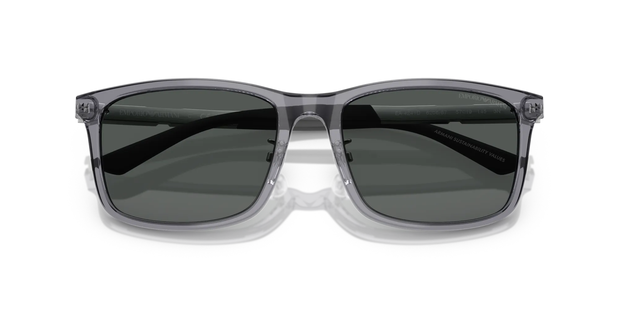 Emporio Armani EA4241D 620687 Occhiali da sole Acetato Grigio Grigio Squadrata Normale - immagine 2