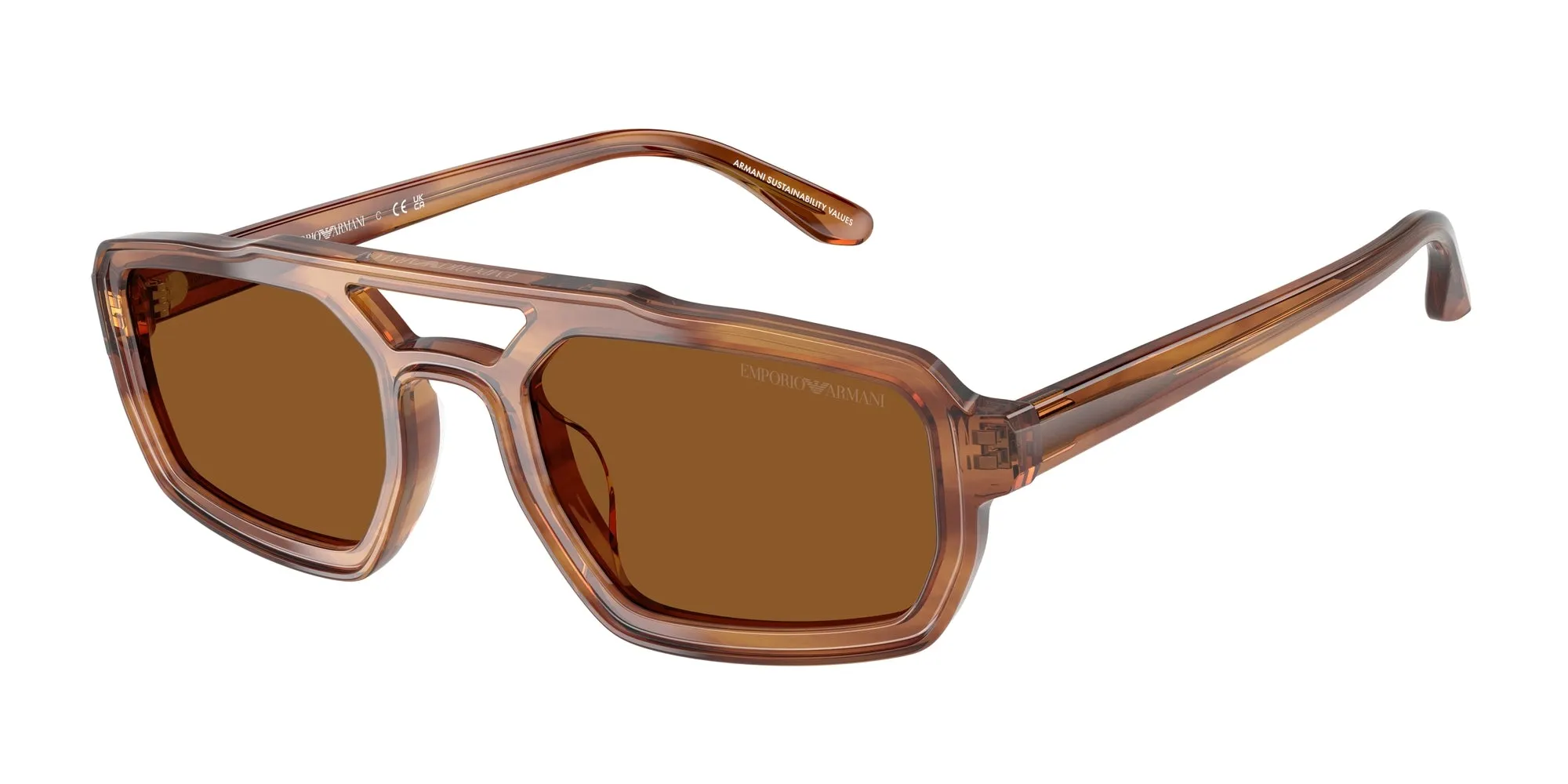 Emporio Armani EA4240U 620373 Occhiali da sole Acetato Marrone Marrone Geometrica Normale - immagine 1