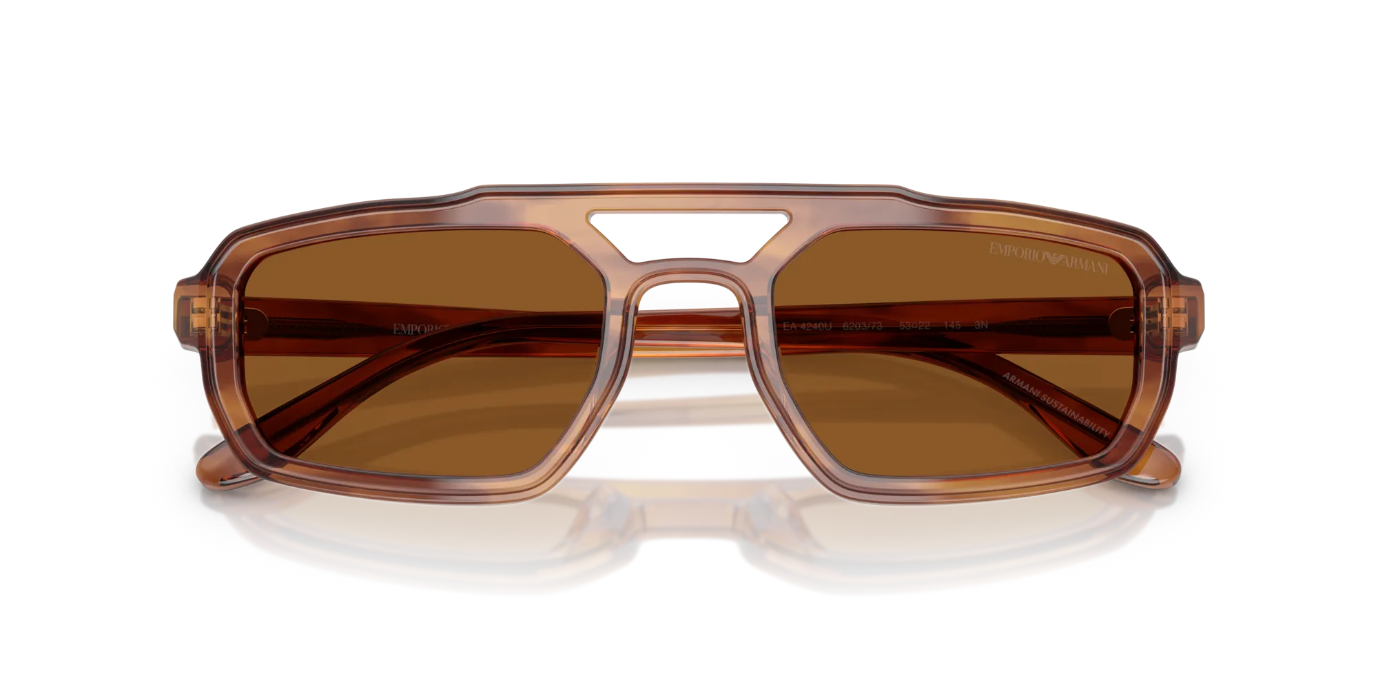 Emporio Armani EA4240U 620373 Occhiali da sole Acetato Marrone Marrone Geometrica Normale - immagine 2