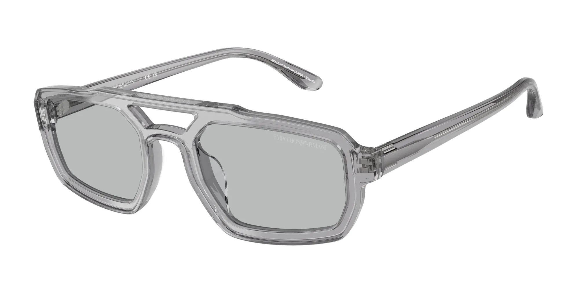 Emporio Armani EA4240U 620287 Occhiali da sole Acetato Grigio Grigio Geometrica Normale - immagine 1