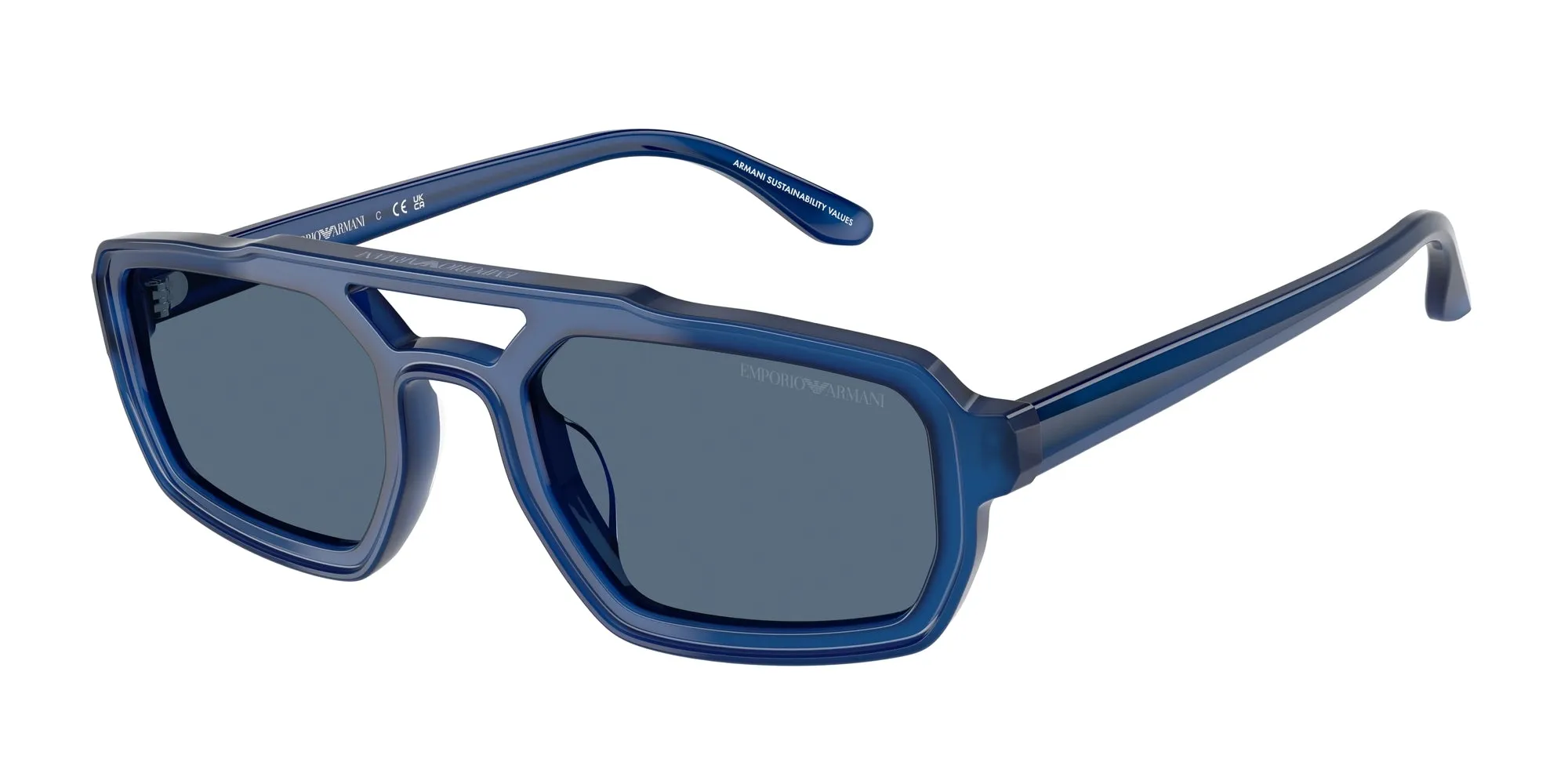 Emporio Armani EA4240U 620180 Occhiali da sole Acetato Blu Blu Geometrica Normale - immagine 1