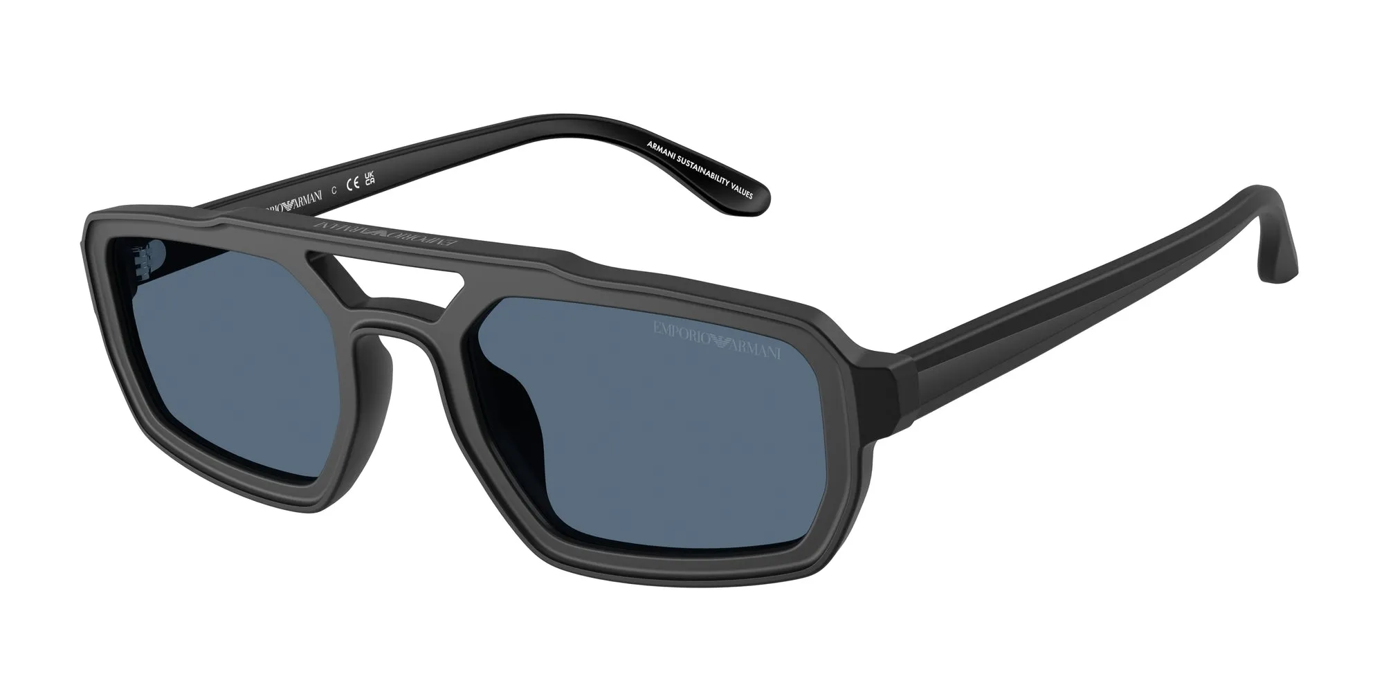 Emporio Armani EA4240U 501787 Occhiali da sole Acetato Nero Blu Geometrica Normale - immagine 1