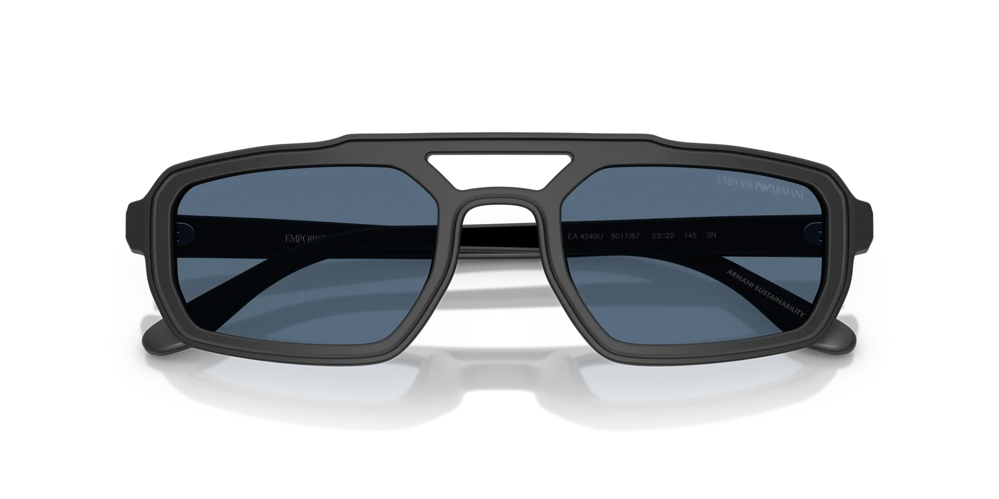 Emporio Armani EA4240U 501787 Occhiali da sole Acetato Nero Blu Geometrica Normale - immagine 2