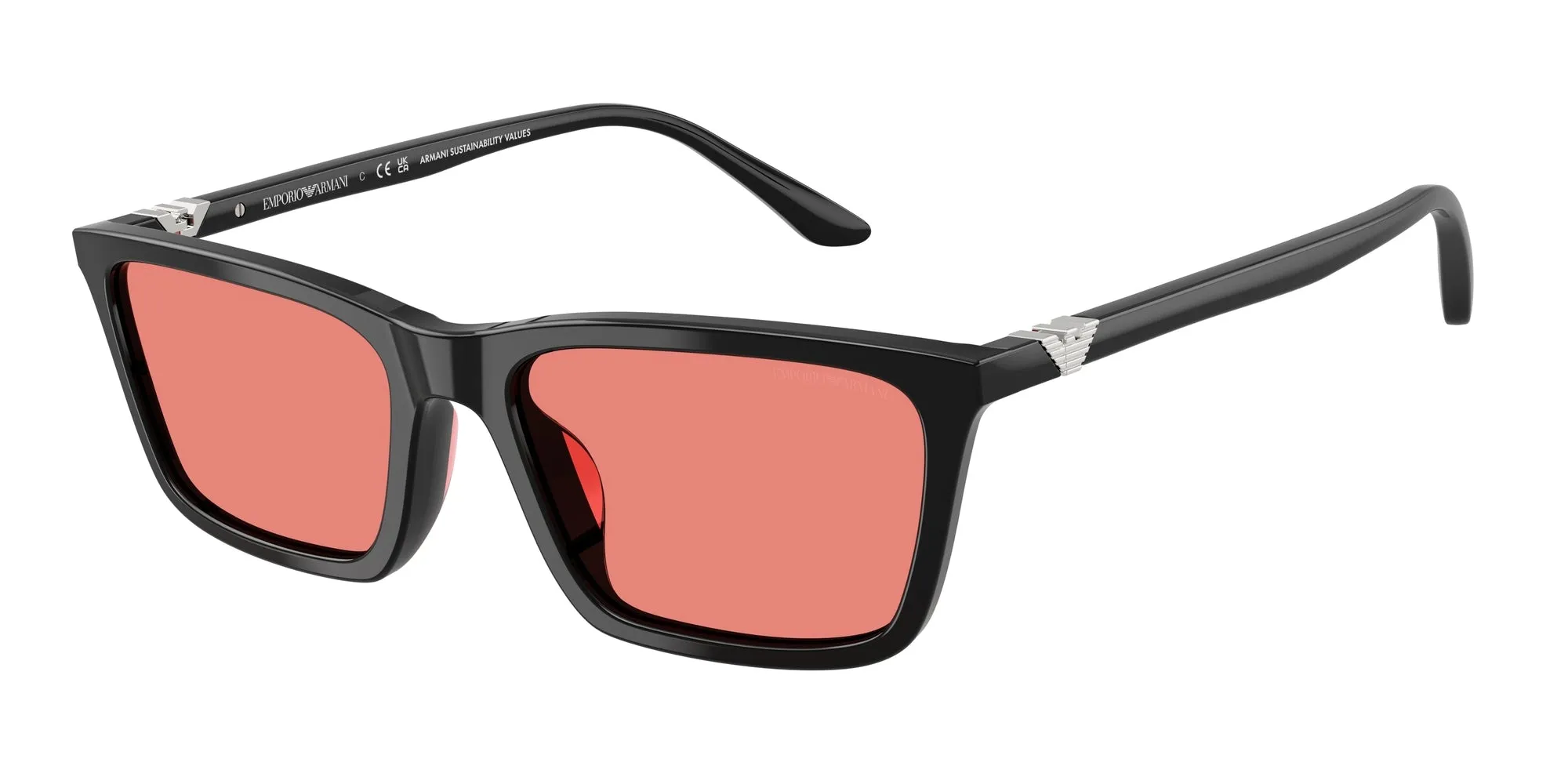Emporio Armani EA4239U 501784 Occhiali da sole Acetato Nero Rosa Squadrata Normale - immagine 1
