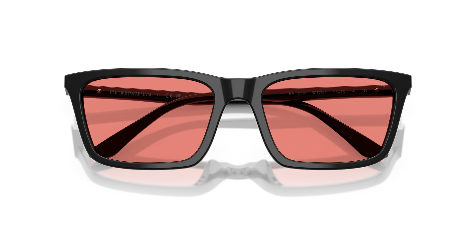Emporio Armani EA4239U 501784 Occhiali da sole Acetato Nero Rosa Squadrata Normale - immagine 2