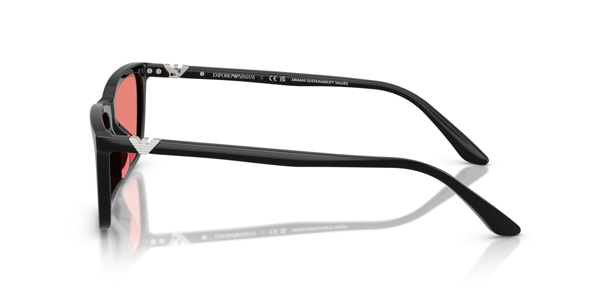Emporio Armani EA4239U 501784 Occhiali da sole Acetato Nero Rosa Squadrata Normale - immagine 4