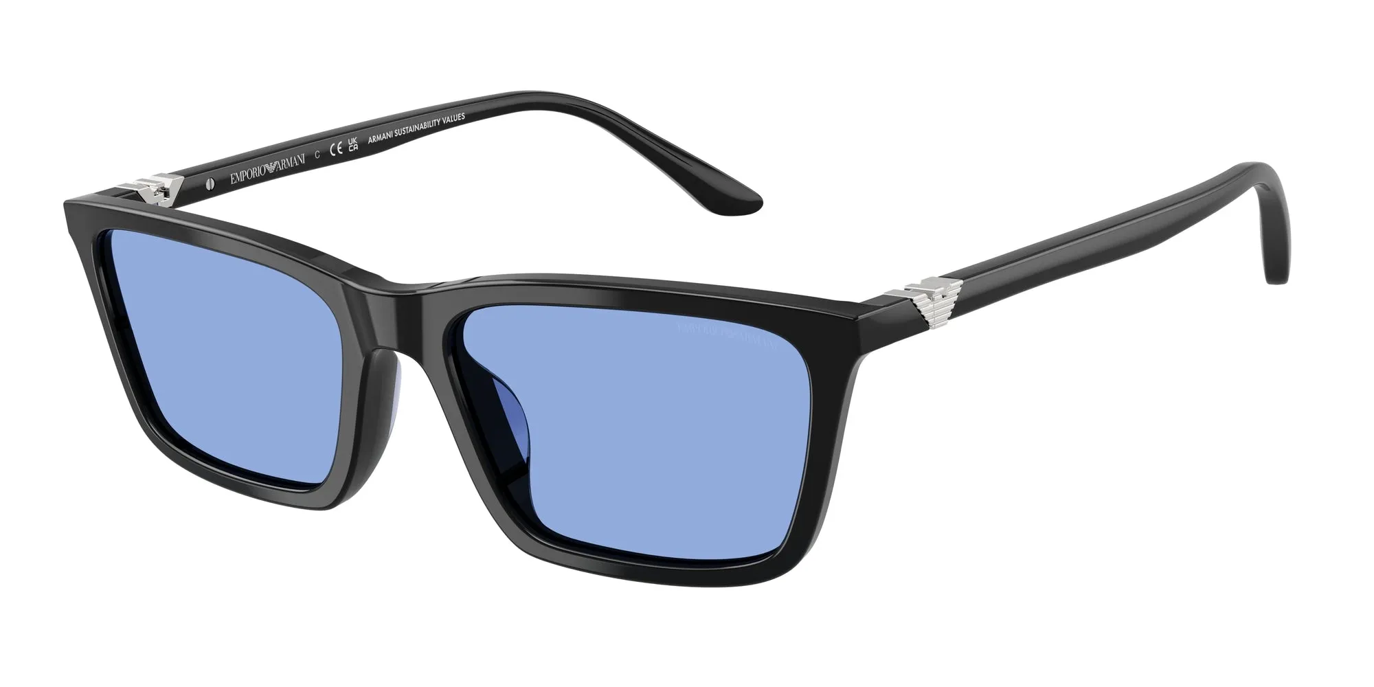 Emporio Armani EA4239U 501780 Occhiali da sole Acetato Nero Blu Squadrata Normale - immagine 1
