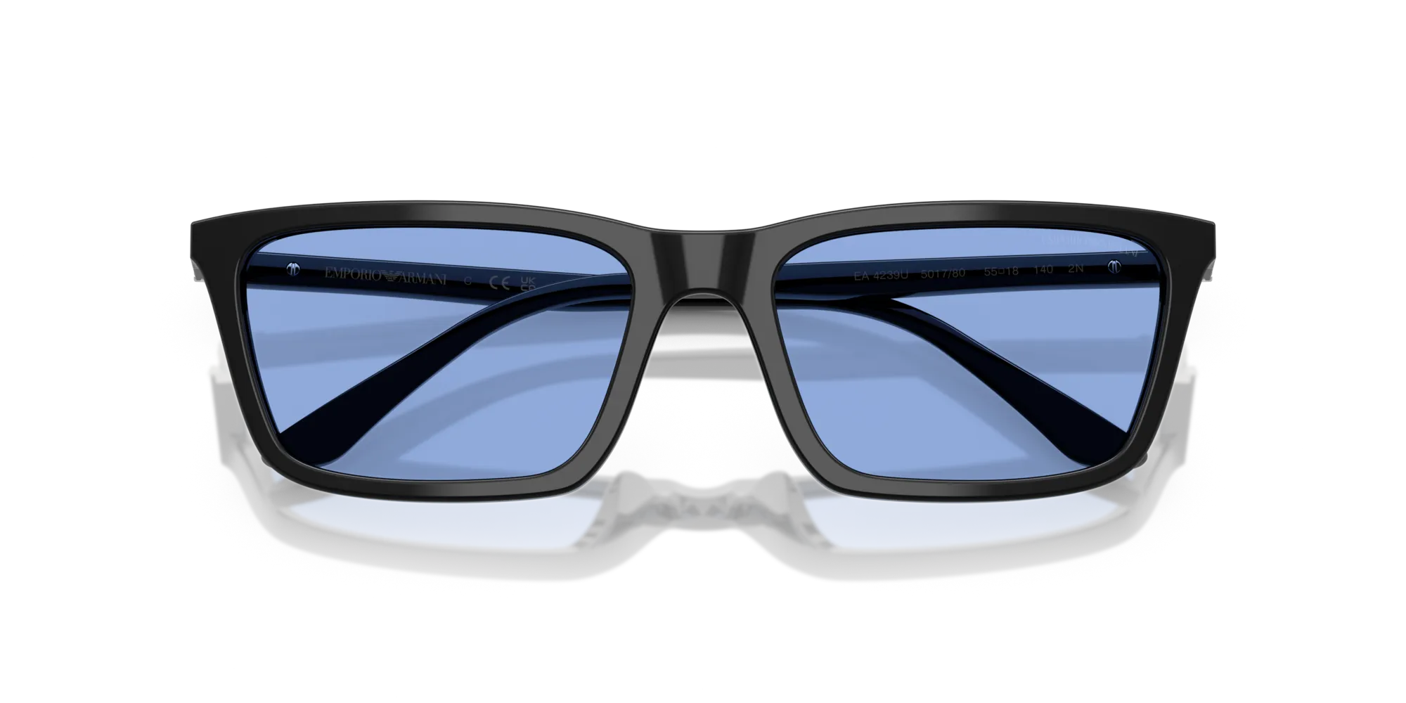 Emporio Armani EA4239U 501780 Occhiali da sole Acetato Nero Blu Squadrata Normale - immagine 2