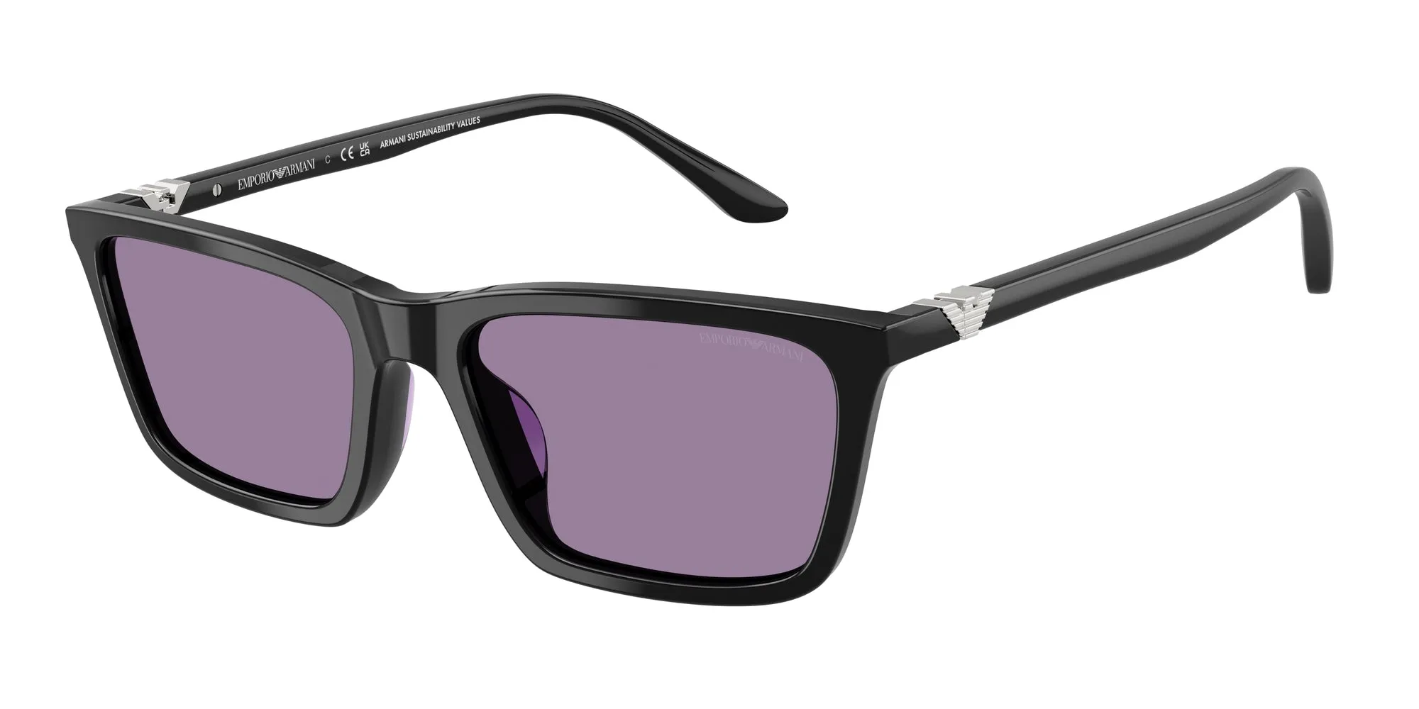 Emporio Armani EA4239U 501769 Occhiali da sole Acetato Nero Viola Squadrata Normale - immagine 1