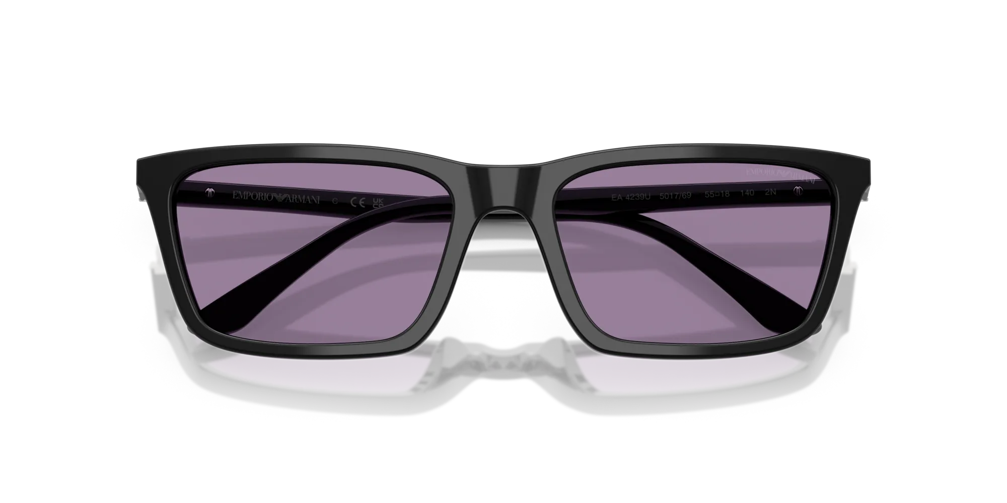 Emporio Armani EA4239U 501769 Occhiali da sole Acetato Nero Viola Squadrata Normale - immagine 2
