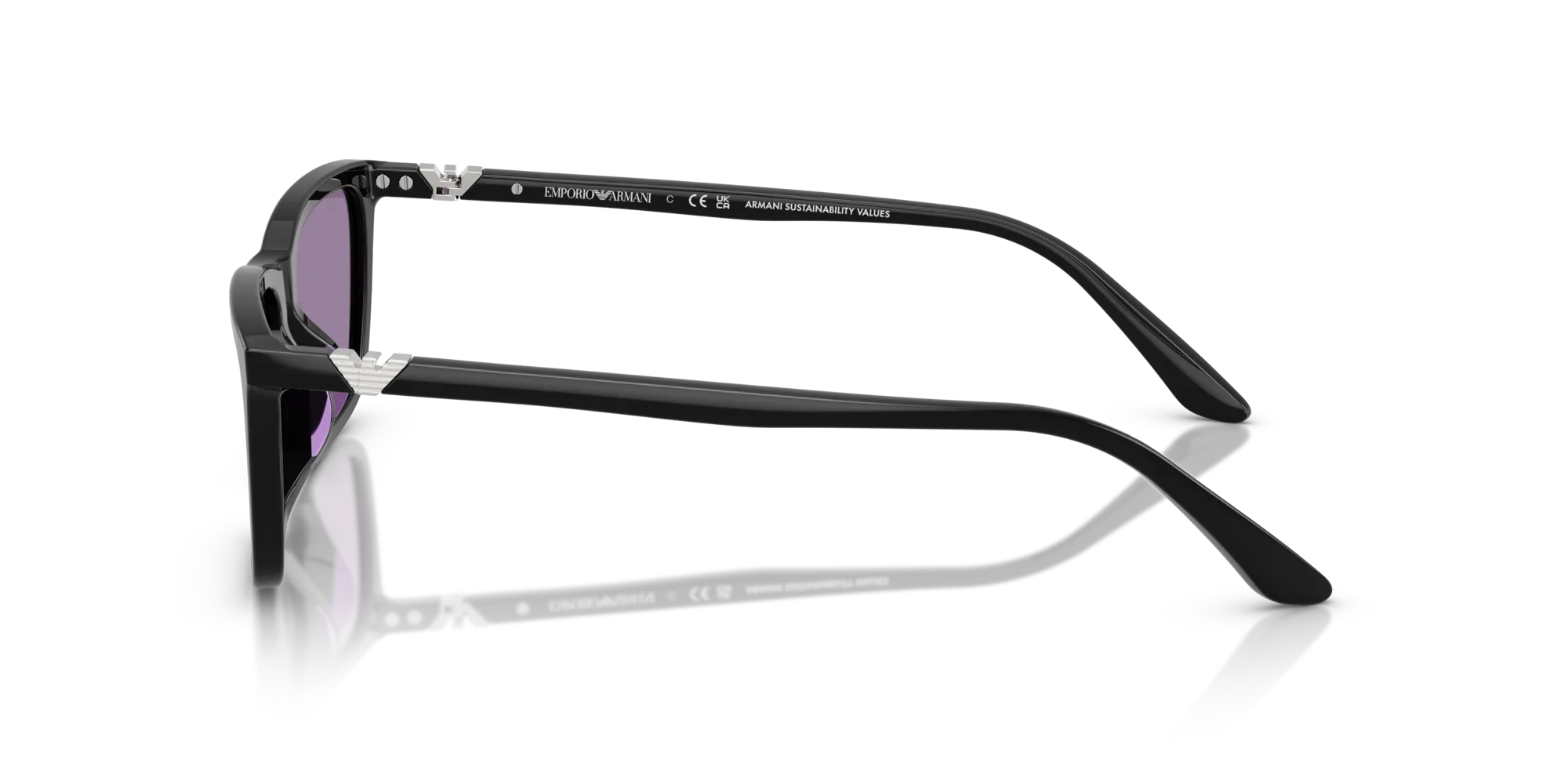 Emporio Armani EA4239U 501769 Occhiali da sole Acetato Nero Viola Squadrata Normale - immagine 4