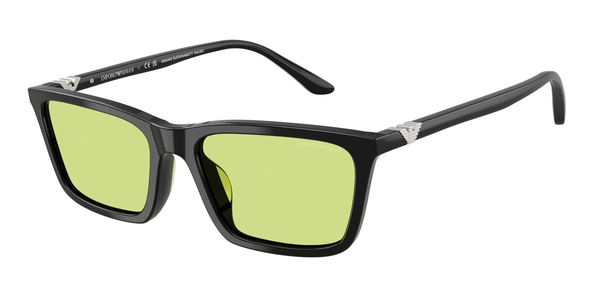 Emporio Armani EA4239U 5017/2 Occhiali da sole Acetato Nero Verde Squadrata Normale - immagine 1