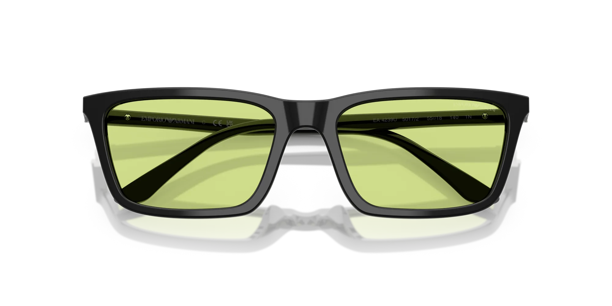 Emporio Armani EA4239U 5017/2 Occhiali da sole Acetato Nero Verde Squadrata Normale - immagine 2