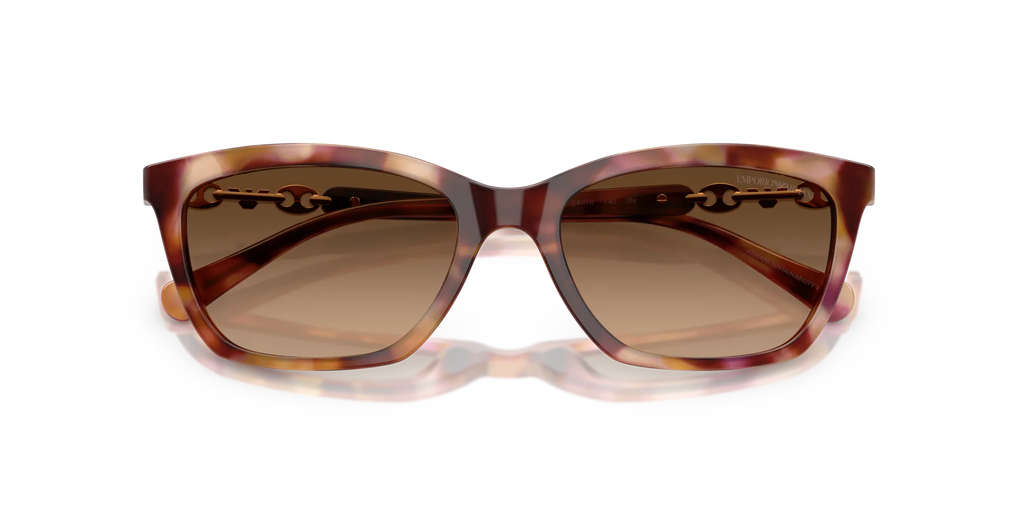 Emporio Armani EA4238 619674 Occhiali da sole Acetato Rosso Marrone Cat Eye Normale Sfumato - immagine 2
