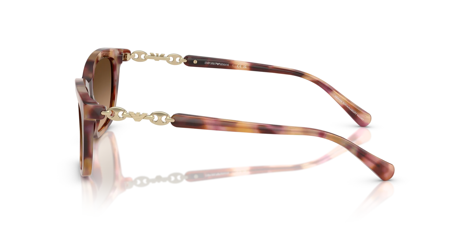 Emporio Armani EA4238 619674 Occhiali da sole Acetato Rosso Marrone Cat Eye Normale Sfumato - immagine 4
