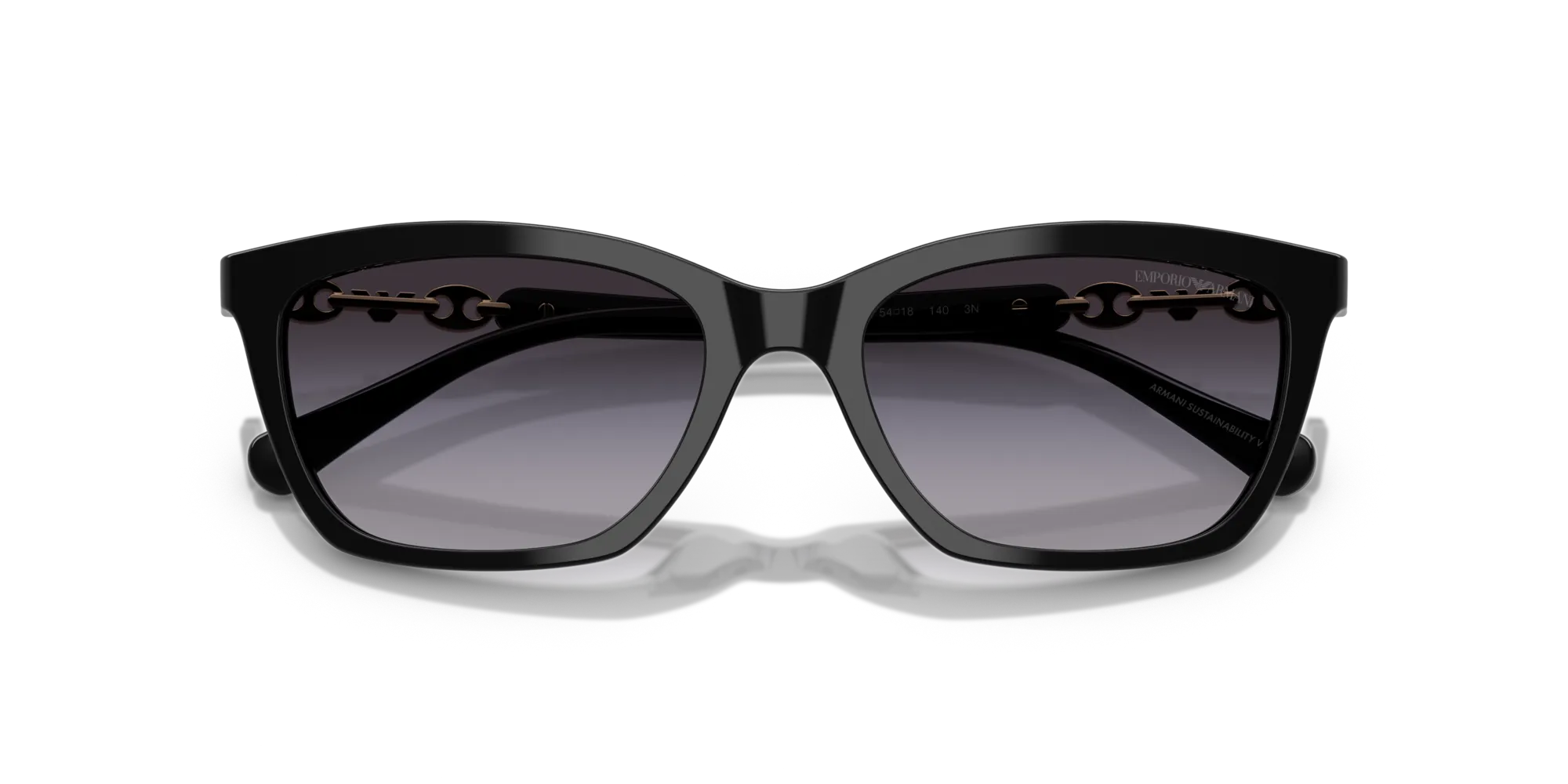 Emporio Armani EA4238 50178G Occhiali da sole Acetato Nero Grigio Cat Eye Normale Sfumato - immagine 2