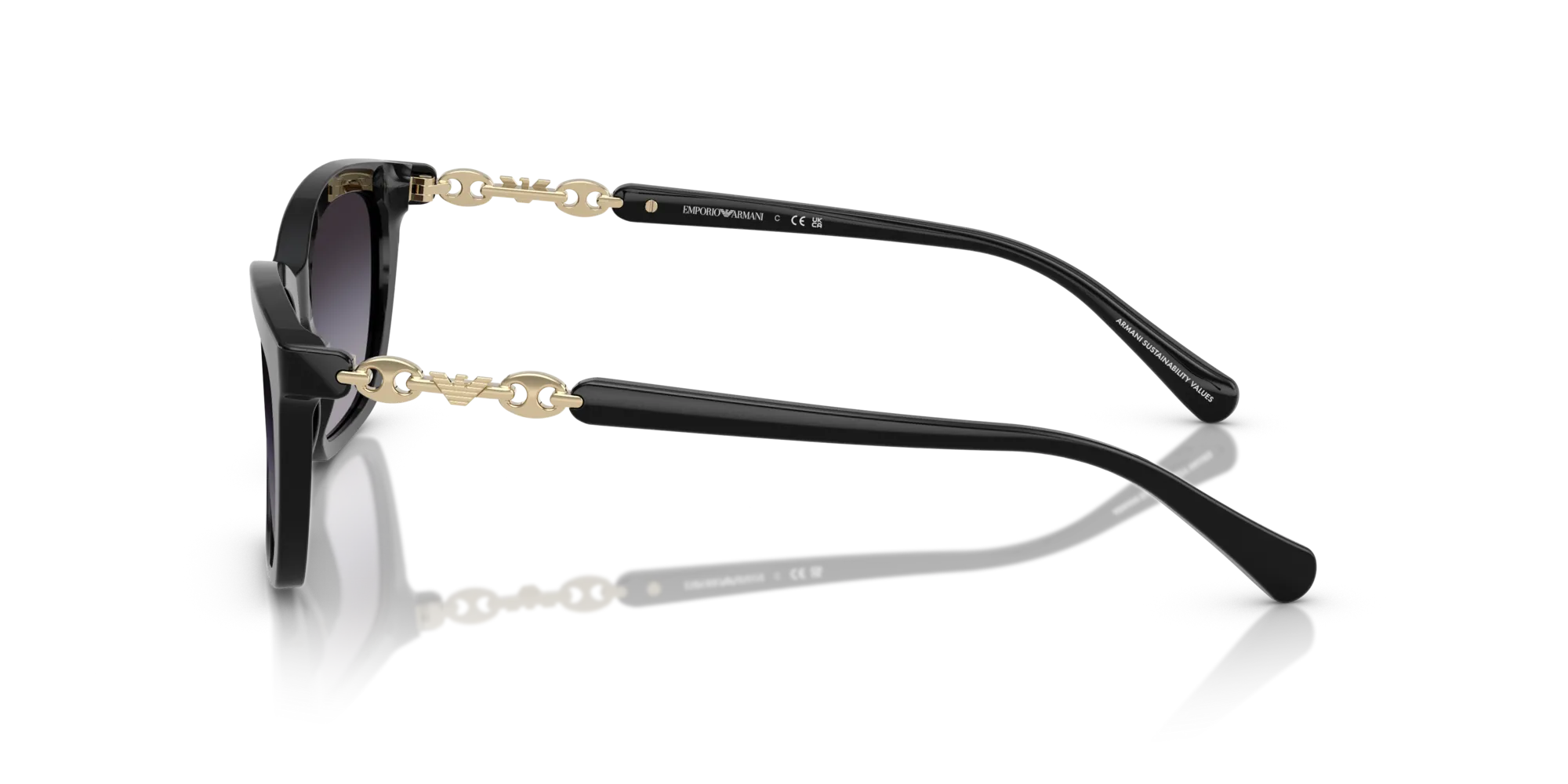 Emporio Armani EA4238 50178G Occhiali da sole Acetato Nero Grigio Cat Eye Normale Sfumato - immagine 4