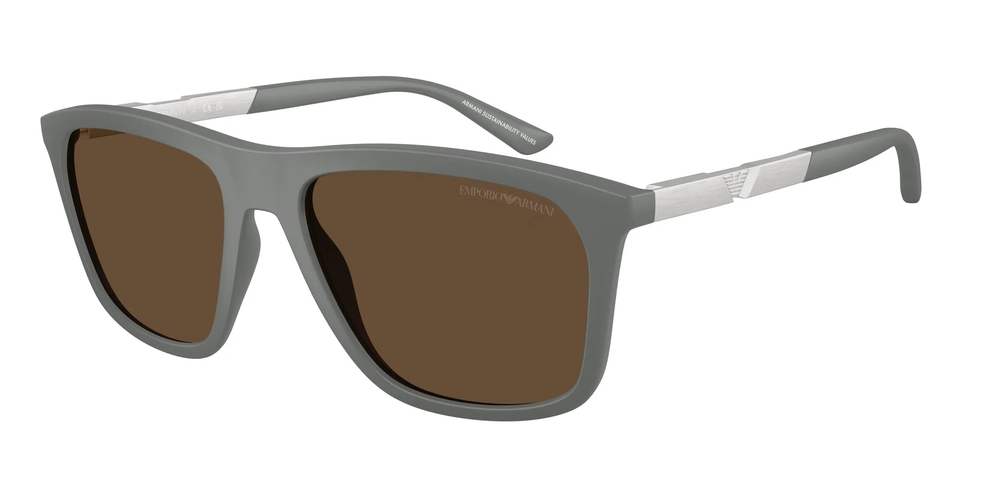 Emporio Armani EA4237 620573 Occhiali da sole Iniettato Grigio Marrone Squadrata Normale - immagine 1